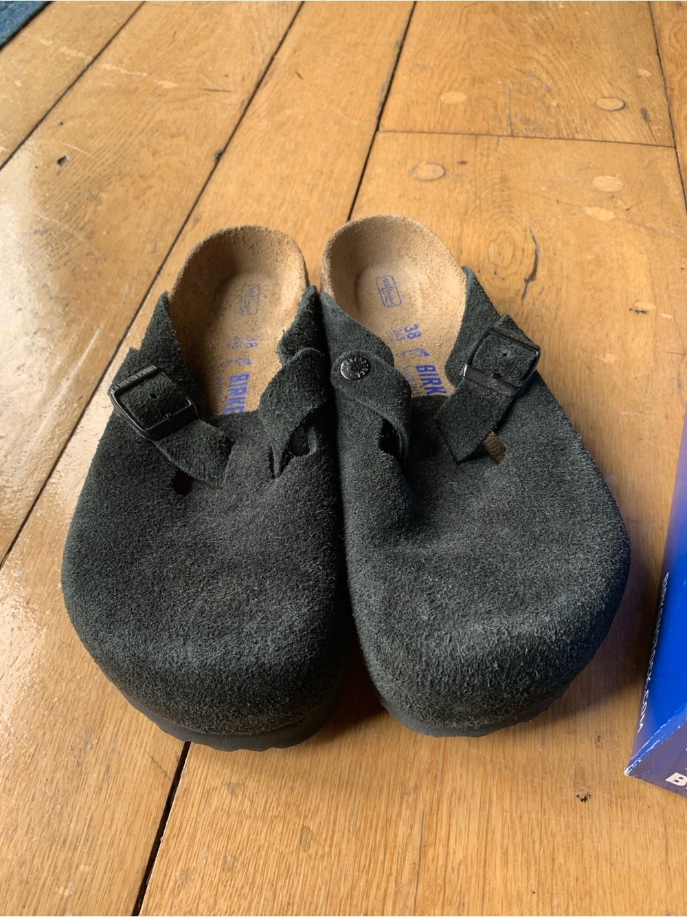 Birkenstock Boston Black Suede Clogs 38 NIB